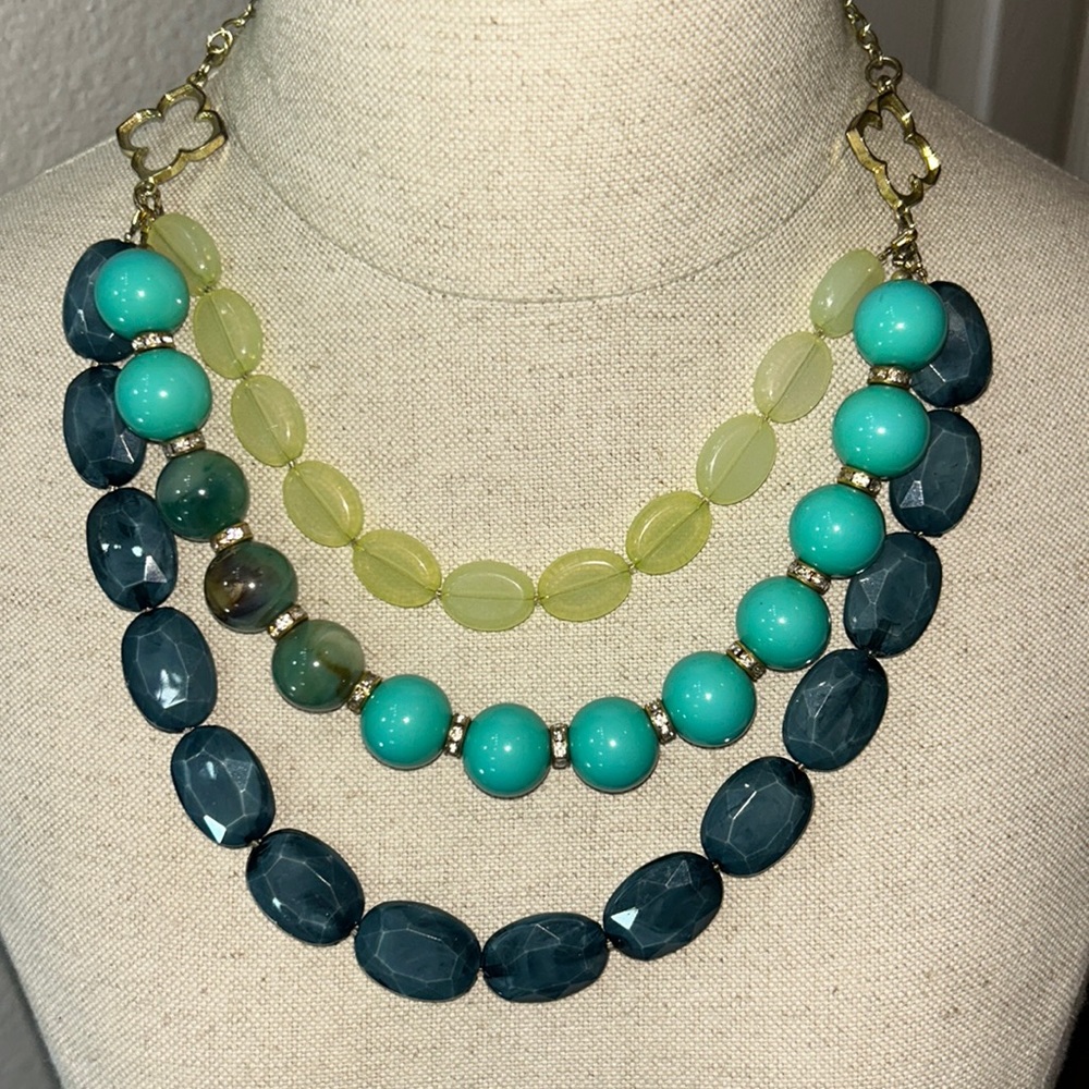 Simple Addiction Turquoise Layered Necklace with Dark Blue and Light Green